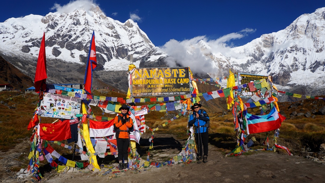 Annapurna Base Camp with Mountain view with the trekkers, photo capture by Go The Himalaya Treks